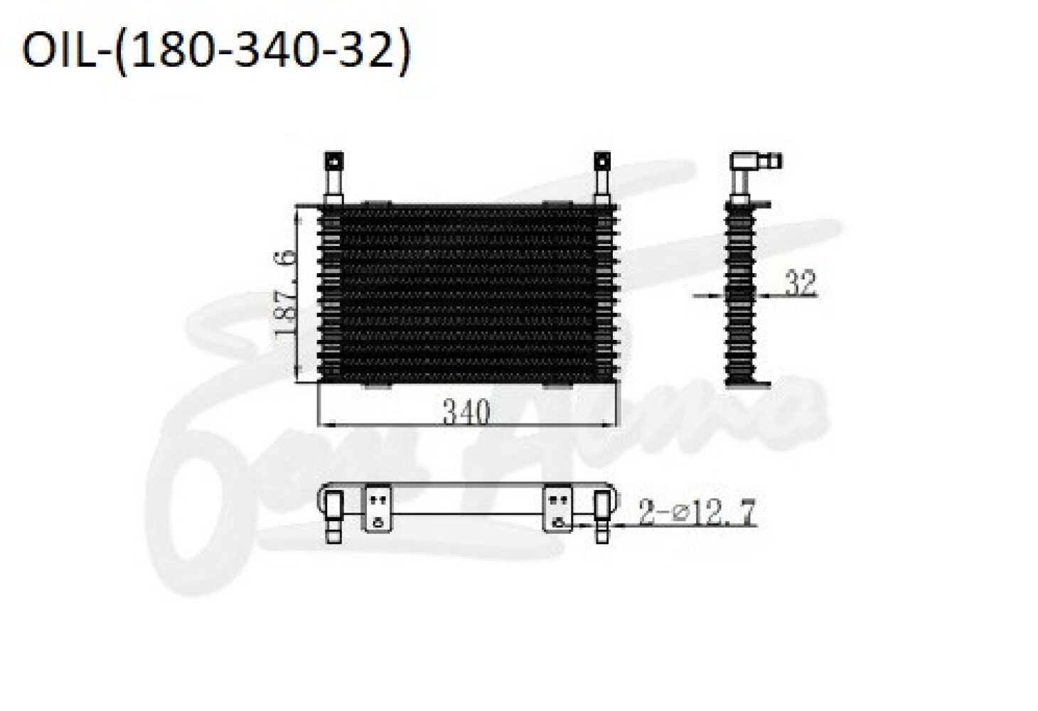 Радиатор OIL COOLER 180*340*32 () Бренд: TONGSHI AL32 | Бон Авто | Продажа  и установка автостекол, радиаторов