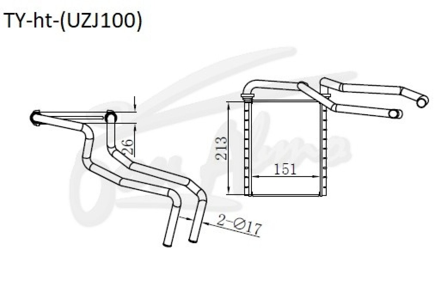 Радиатор отопителя TOYOTA LAND CRUISER 1997-2007 (UZJ100) Бренд: TONGSHI  AL26 | Бон Авто | Продажа и установка автостекол, радиаторов