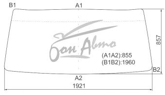 Стекло лобовое MITSUBISHI FUSO FIGHTER 1992- (FK60-std-1921*857*1960) 
Бренд: BENSON с синей полосой