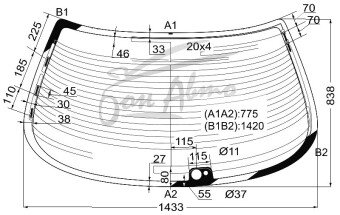 Стекло заднее с обогревом TOYOTA CRESTA 1996-2001 (GX100) 2 отверстия 
Бренд: BENSON