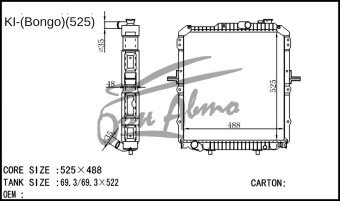 Радиатор KIA BONGO III 2004- () /525 (dies2.4,2.7) 
Бренд: TONGSHI PL48MT