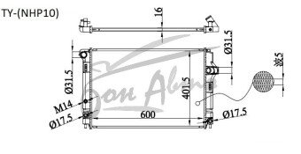 Радиатор TOYOTA AQUA 2011- (NHP10) (1NZ) 
Бренд: TONGSHI PL16MT