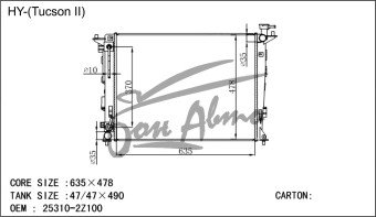 Радиатор HYUNDAI IX 35 2009-2015 (LM)(gas,dies) (G4KD,D4HA) 
Бренд: TONGSHI PL16AT