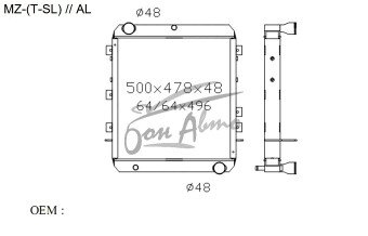 Радиатор MAZDA TITAN 1989-2000 (WGL) (SL) 
Бренд: TONGSHI AL48MT