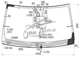 Стекло лобовое MERCEDES M-CLASS 2011-2019 (W166-LHD) место под 1 камеру, место под датчик дождя, 
Бренд: YHG