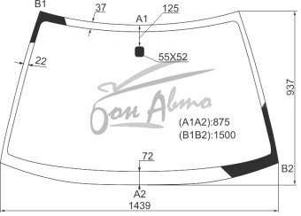 Стекло лобовое MITSUBISHI GALANT 1996-2006 (EA,EC1-7-4d sed) 
Бренд: BENSON с синей полосой