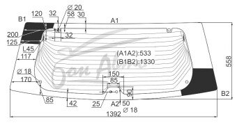 Стекло заднее с обогревом NISSAN PRAIRIE 1998-2004 (M12) 6 отверстий 
Бренд: BENSON