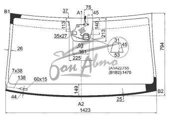 Стекло лобовое MERCEDES GLK-CLASS 2008- (X204-LHD-2010) место под 1 камеру с обогревом, место под датчик дождя, молдинг, 
Бренд: BENSON