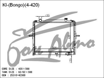 Радиатор KIA BONGO III 2004- () /4-420 (dies2.4,2.7) 
Бренд: TONGSHI PL40MT