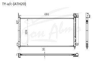 Радиатор кондиционера TOYOTA VELLFIRE 2008-2015 (ATH20W)(гибрид) (2AZFXE) 
Бренд: TONGSHI AL16