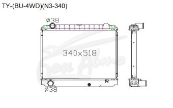 Радиатор TOYOTA TOYOACE 1984-2000 (BU)(340-б/г-4WD) (15B-B) 
Бренд: TONGSHI AL48MT