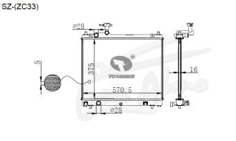 Радиатор SUZUKI SWIFT 2016- (ZC13S) (K10C,K12C) 
Бренд: TONGSHI PL16MT