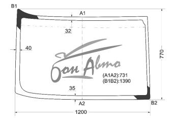 Стекло лобовое FREIGHTLINER ARGOSSY 1998- (L-б/кап-1190*775*1415) 
Бренд: BENSON с зеленой полосой