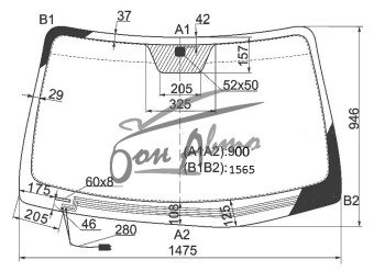 Стекло лобовое HYUNDAI SANTA FE 2006-2012 (CM-LHD) обогрев щеток 
Бренд: BENSON с синей полосой