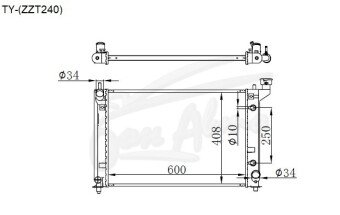 Радиатор TOYOTA WISH 2003-2009 (ANE,ZNE10) (1AZ,1ZZ) 
Бренд: TONGSHI AL26AT