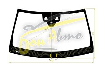 Стекло лобовое MERCEDES GLS-CLASS 2016-2019 (W166-LHD) обогрев щеток, место под 2 камеры, место под датчик дождя, молдинг, 
Бренд: BENSON с серой полосой