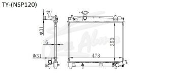 Радиатор TOYOTA YARIS 2011- (NSP130) (1NZ,1KR) 
Бренд: TONGSHI PL16MT