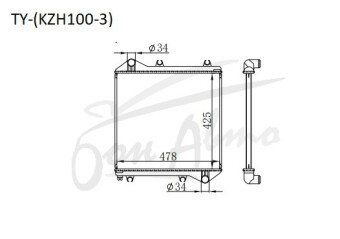 Радиатор TOYOTA HIACE 1989-2004 (KZH100)(вспомогательный-1999) (1KZ,2L-T) 
Бренд: TONGSHI PL26MT