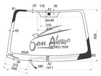 Стекло лобовое HYUNDAI TUCSON 2004-2009 (JM-LHD) обогрев щеток 
Бренд: BSG с зеленой полосой