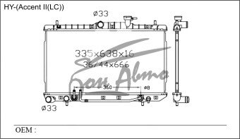 Радиатор HYUNDAI ACCENT 1999- (LC) (gas 1.5-1.6) 
Бренд: TONGSHI PL16AT