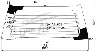 Стекло заднее с обогревом TOYOTA TOWN ACE 1992-1996 (CR30-в герметик) 
Бренд: BENSON Тонированное