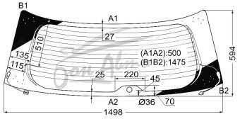 Стекло заднее с обогревом TOYOTA ESTIMA 2005- (ACR50) 1 отверстие 
Бренд: BENSON