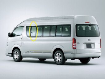 Стекло боковое TOYOTA HIACE 2004-2019 H200-лев. руль-440*459 2 отверстия SF/LH2/X 
Бренд: BSG