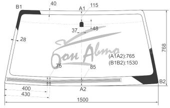 Стекло лобовое MITSUBISHI PAJERO 1999-2006 (V70-RHD) обогрев щеток 
Бренд: YHG с синей полосой
