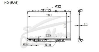 Радиатор HONDA ODYSSEY 1997-1999 (RA5) (J30A) 
Бренд: TONGSHI PL16AT