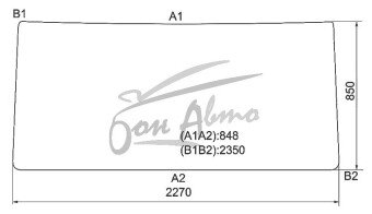 Стекло лобовое SCANIA 4-SERIES 1996-2004 (2270*850*2350) 
Бренд: BENSON с серой полосой