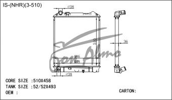 Радиатор MAZDA TITAN-ELF 1993-2006 (NKR,NPS,NPR,NHR)(3-510) (4HG,4HF,4HL,4JG) 
Бренд: TONGSHI PL36MT