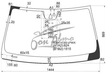 Стекло лобовое MERCEDES C-CLASS 2007-2014 (W204-LHD-4d sed) место под 1 камеру, место под датчик дождя, 
Бренд: BENSON с серой полосой