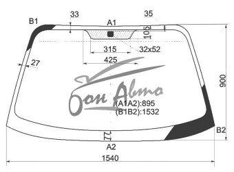 Стекло лобовое HYUNDAI SANTA FE 2000-2006 (SM) 
Бренд: BSG с зеленой полосой