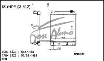 Радиатор MAZDA TITAN-ELF 1993-2006 (NKR,NPS,NPR,NHR)(2000-)(3-512) (4HG,4HF,4HL,4JG) 
Бренд: TONGSHI PL36MT