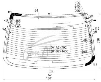 Стекло заднее с обогревом TOYOTA VISTA 1998-2003 (SV50-4d sed) антенна, 
Бренд: BENSON Тонированное