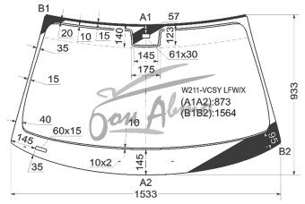 Стекло лобовое MERCEDES E-CLASS 2002-2009 (W211) место под датчик дождя, 
Бренд: BSG с серой полосой