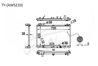 Радиатор TOYOTA CROWN 2012-2018 (AWS210)(HYBRID) (2AR) 
Бренд: TONGSHI 50% PL26AT