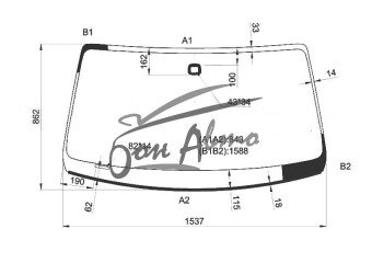 Стекло лобовое VOLKSWAGEN AMAROK 2010- (2HA) место под датчик дождя (квадрат) 
Бренд: BENSON с синей полосой