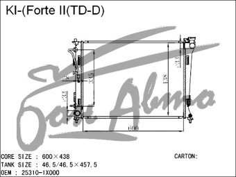 Радиатор KIA FORTE 2009- (TD) (dies) 
Бренд: TONGSHI PL16AT