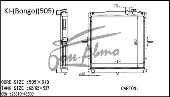 Радиатор KIA BONGO III 2004- () /505 (dies2.4,2.7) 
Бренд: TONGSHI PL40MT