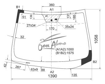 Стекло лобовое HYUNDAI ELANTRA 2010-2016 (MD-LHD-4d sed) место под датчик дождя, место под датчик влажности, 
Бренд: BENSON с синей полосой