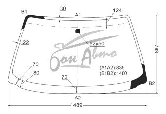 Стекло лобовое MITSUBISHI GALANT 1992-1998 (E5#A) 
Бренд: BSG с зеленой полосой