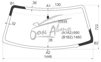 Стекло лобовое MITSUBISHI CHALLENGER 1996-2008 (K99W) 
Бренд: BENSON с зеленой полосой