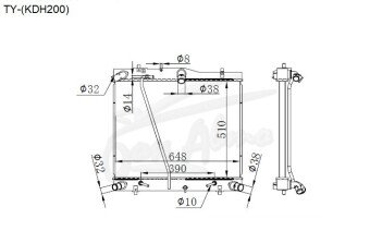 Радиатор TOYOTA HIACE 2004-2019 (KDH200)(dies) (1-2KD) 
Бренд: TONGSHI PL26AT