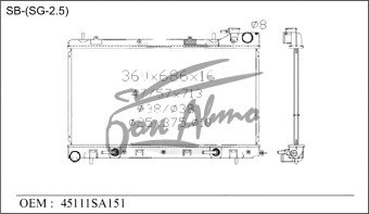 Радиатор SUBARU LEGACY 2003-2009 (BL,BP) (EJ20) 
Бренд: TONGSHI AL32AT