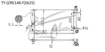 Радиатор TOYOTA PREMIO 2007- (NZT260)(625) (1NZ,2ZR) 
Бренд: TONGSHI PL16AT