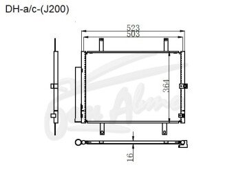 Радиатор кондиционера DAIHATSU BE-GO 2006- (J200,J210) 
Бренд: TONGSHI AL16