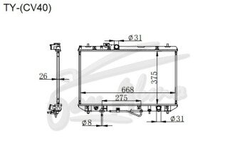Радиатор TOYOTA VISTA 1994-1998 (CV40) (3CT) 
Бренд: TONGSHI AL26AT