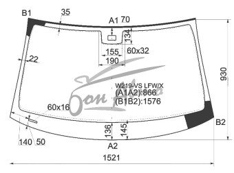 Стекло лобовое MERCEDES CLS-CLASS 2004-2010 (W219-LHD-4d coupe) место под датчик дождя 
Бренд: BSG с серой полосой