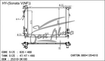 Радиатор HYUNDAI SONATA 2004- (NF) (G2.0,2.4,3.3) 
Бренд: TONGSHI PL22AT